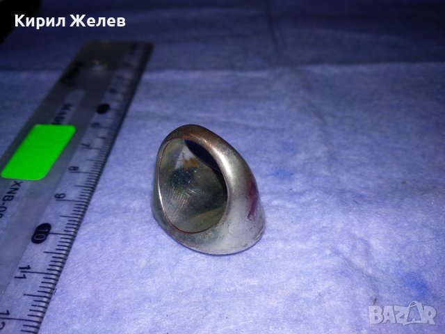 СТАР МАСИВЕН МОДЕН ПОСРЕБРЕН МЕДЕН АРТ ПРЪСТЕН с ШЛИФОВАН МИНЕРАЛ 36966, снимка 6 - Пръстени - 39709400