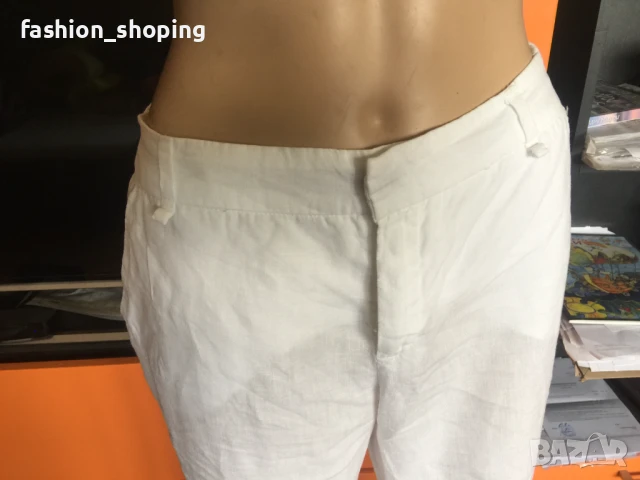 Дамски ленен панталон Benetton, размер 42, снимка 2 - Панталони - 50686415
