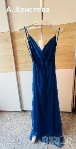Дълга официална тъмно синя рокля, снимка 3 - Рокли - 51237437