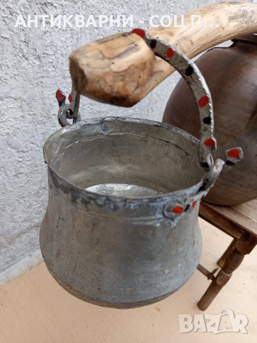 Комплект Соц Стара Ръчно Ковани Малки Медни Менчета С Кобилица. Номер 521., снимка 2 - Антикварни и старинни предмети - 53224988