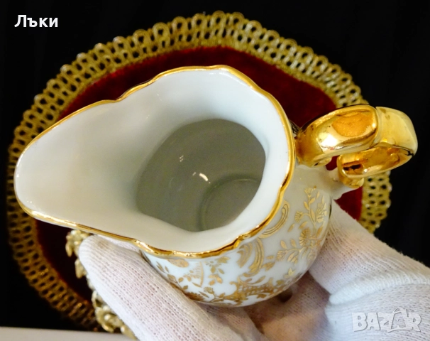 Каничка баварски костен порцелан,злато,барок. , снимка 6 - Антикварни и старинни предмети - 52267321