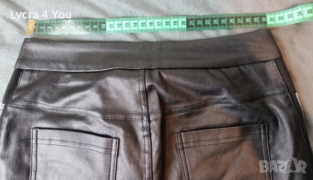Дамски панталон от промазка/кожен ефект с камъчета странично, снимка 13 - Панталони - 38454425