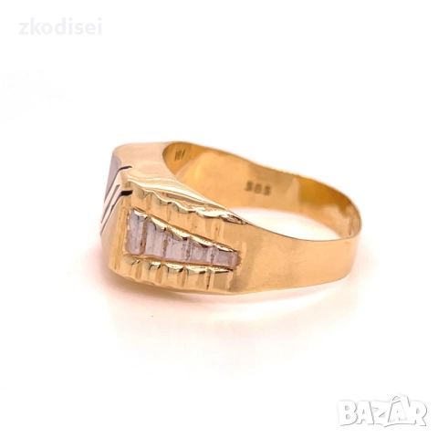 Златен мъжки пръстен 4,40гр. размер:67 14кр. проба:585 модел:34387-1, снимка 2 - Пръстени - 52636181