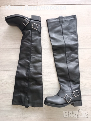 Брутални кожани нови боти, снимка 2 - Дамски боти - 52414278