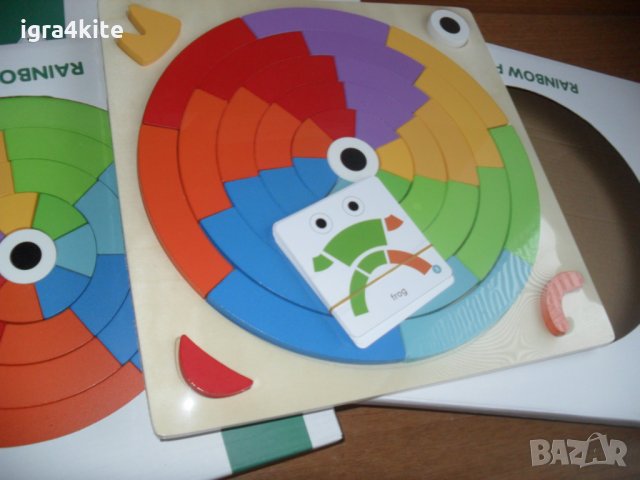 НОВ ХИТ! Голям комплект от дърво с цветни блокове и карти за въображение, снимка 7 - Конструктори - 34841135