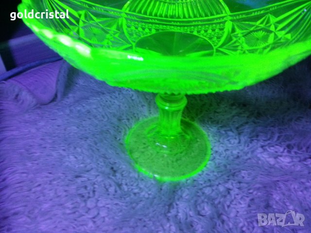 Кристална купа фруктиера ураново стъкло, снимка 4 - Антикварни и старинни предмети - 38504665