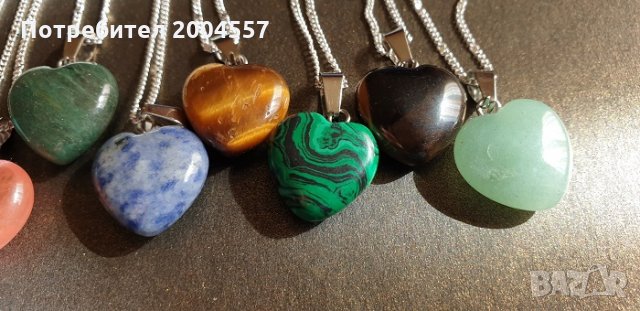Сърца с Полускъпоценни Камъни Талисмани, снимка 4 - Колиета, медальони, синджири - 33447335