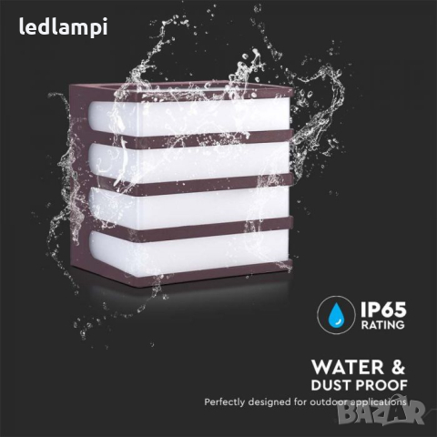 LED Стенен Осветител 8W Квадрат Тъмно Кафяв IP65, снимка 3 - Лампи за стена - 44876729