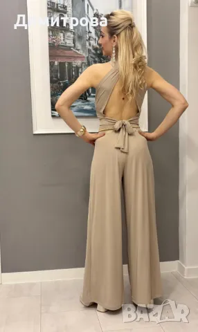 Дамски бежов панталон  S-M, снимка 4 - Панталони - 49522365