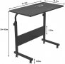 Бюро за лаптоп с регулируема височина / Помощна масичка на колелца L012-05-3-80BK, снимка 3