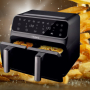 Фритюрник AirFryer Rosberg Premium RP51980N, 1700W, 2съда x 4л., Горещ въздух, Таймер, до 200°C, Чер, снимка 10