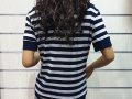 Нова дамска моряшка блуза с къс ръкав, широко райе, снимка 14