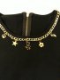 Черна мека блузка фино плетиво със златни орнаменти около деколтето, изчистени предница и гръб,с цип, снимка 8