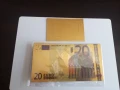 Позлатена с 24 карата злато банкнота 20 Евро със сертификат , снимка 1