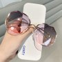 👓 Дамски полигонални слънчеви очила без рамки + калъф, снимка 1 - Слънчеви и диоптрични очила - 43049589