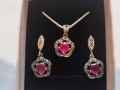 Сребърен комплект с рубин и  марказит, снимка 1
