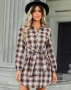 Едноредна модна дамска карирана рокля, 2цвята , снимка 5