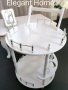 Дървена помощна маса за сервиране на колелца - бял гланц, снимка 1 - Маси - 40718186