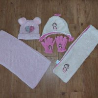Лот 2 броя Детски комплекти от шапки шалове и ръкавици за момиче, снимка 1 - Шапки, шалове и ръкавици - 42946118