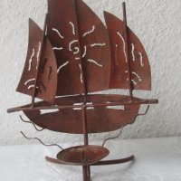 Кораб Стар свещник за 1 свещ, морска декорация, желязо, снимка 6 - Декорация за дома - 28871655