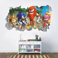 Соник Sonic и приятели самозалепващ стикер лепенка за стена и мебел детска стая
