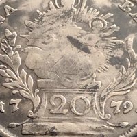 Сребърна монета 20 кройцера 1779г. Карл Теодор Мюнхен Бавария 29757, снимка 8 - Нумизматика и бонистика - 42969761