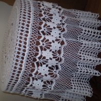  Винтидж ръчно плетена бяла памучна покривка за маса , снимка 5 - Антикварни и старинни предмети - 35656016