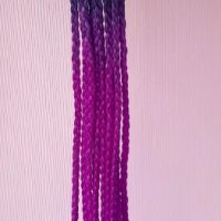 Висококачествен екстеншън с плитки, синтетичен, омбре: черно и лилаво, снимка 2 - Аксесоари за коса - 39476212