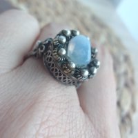 Сребърен пръстен Корона с лунен камък , снимка 9 - Пръстени - 43620923