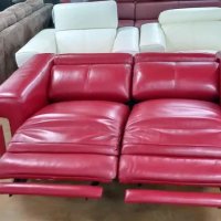 Червен комплект двойка и фотьойл с електрически релакс механизъм, снимка 7 - Дивани и мека мебел - 40283151