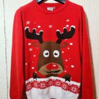 Коледен пуловер с елен, снимка 1 - Блузи с дълъг ръкав и пуловери - 42948222
