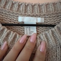 H&M Бежов дамски пуловер със сребърни нишки XS размер , снимка 5 - Блузи с дълъг ръкав и пуловери - 43714795