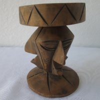 Стар дървен пепелник, уникат пластика фигура с профили, снимка 7 - Статуетки - 32730620