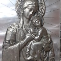 Интересна метална икона Богородица религия, снимка 3 - Антикварни и старинни предмети - 43383055