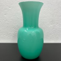 Стъклена ваза цвят тюркоаз. №4870, снимка 1 - Антикварни и старинни предмети - 43396875