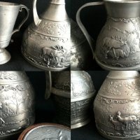 немски чаши и кани с ловни мотиви от Zinn/калай, снимка 4 - Антикварни и старинни предмети - 37303938