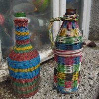 Ръчно плетени шишета за декорация , снимка 2 - Декорация за дома - 38978105