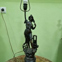 Прекрасна голяма антикварна френска фигурална лампа , снимка 1 - Антикварни и старинни предмети - 43685482