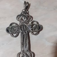 Стар метален възрожденски кръст - филигран, снимка 2 - Антикварни и старинни предмети - 43300669