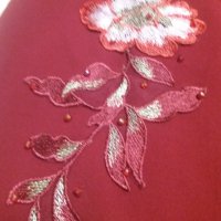 РАЗКОШНА! ВПЕЧАТЛЯВАЩА! УНИКАЛНА червена рокля по тялото с тюл, дантела и камъчета по нея, снимка 7 - Рокли - 42999178