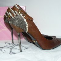 Patrizia Rigotti обувки висок ток, 10см, кожа и текстил – 38 номер, 258мм, снимка 9 - Дамски елегантни обувки - 28750757
