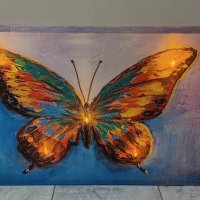 Светеща картина с LED осветление - Пеперуда 3, снимка 2 - Картини - 40582251