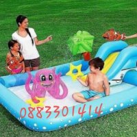 Огромен басейн с пързалка и фонтан Детски кът , снимка 4 - Надуваеми играчки - 28628172