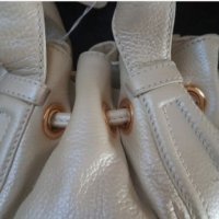 Бяла чанта Естествена кожа размер височина 30/ 25 см дължина см кръгло дъно-, снимка 11 - Чанти - 32037779