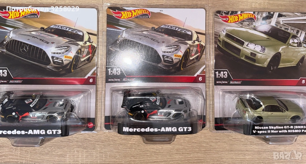 Hot Wheels Premium 1:43 – Mercedes AMG GT3 & Nissan Skyline GT-R, снимка 1
