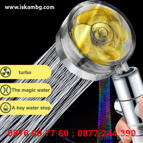 Душ слушалка с въртяща се перка и 3д ефект - КОД 3729, снимка 1