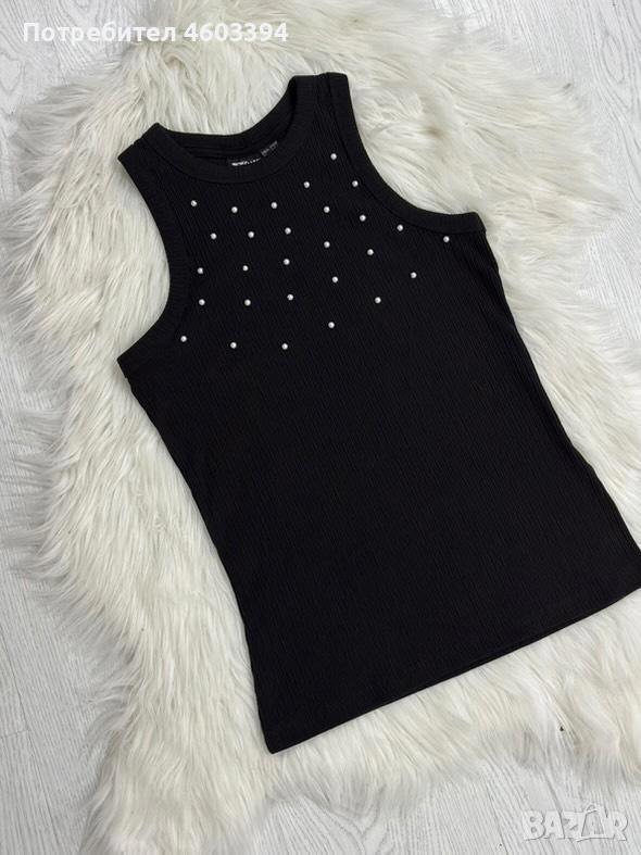 черен crop top с камъни, снимка 1