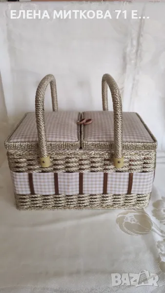 Ретро кутия/куфарче за шивашки принадлежности или друго с двоен капак, снимка 1