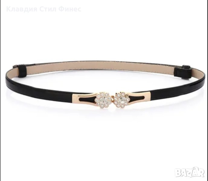 Елегантен лачен колан с прекрасен акцент с камъчета, снимка 1