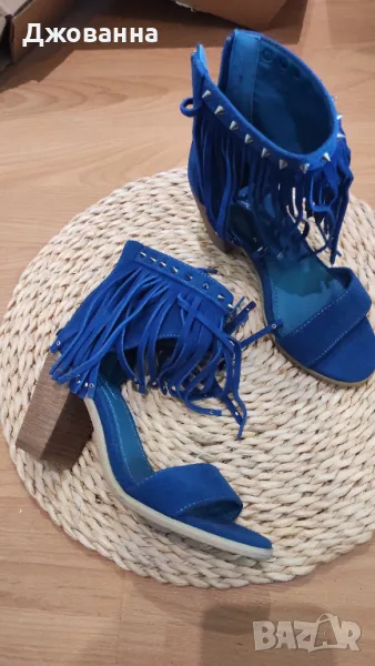 Естесвен велур номер 36 сандали на ток, снимка 1